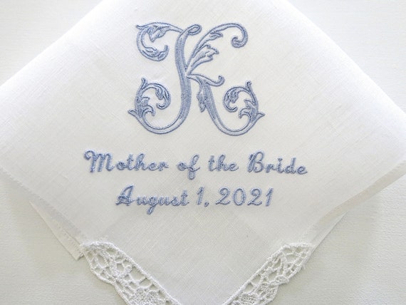Mother of the Bride Handkerchief With Lovely Open Vine Monogram