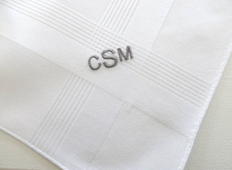 Set of 3 Mens Monogrammed Handkerchiefs for Father's Day Etsy