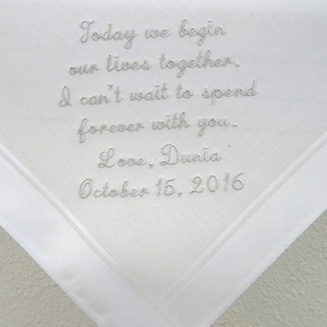 Groom Wedding Handkerchief, Groom Hankerchief, Handkerchief for the Groom, Husband Wedding Handkerchiefs, Groom Personalized Hankies