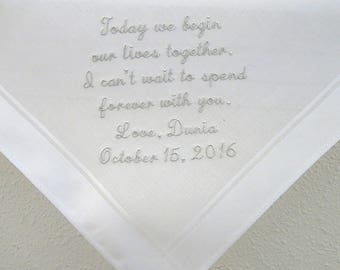 Groom Wedding Handkerchief, Groom Hankerchief, Handkerchief for the Groom, Husband Wedding Handkerchiefs, Groom Personalized Hankies