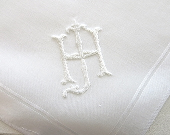 Men's cotton handkerchief with 2 intertwined initials modern chic monogram.
