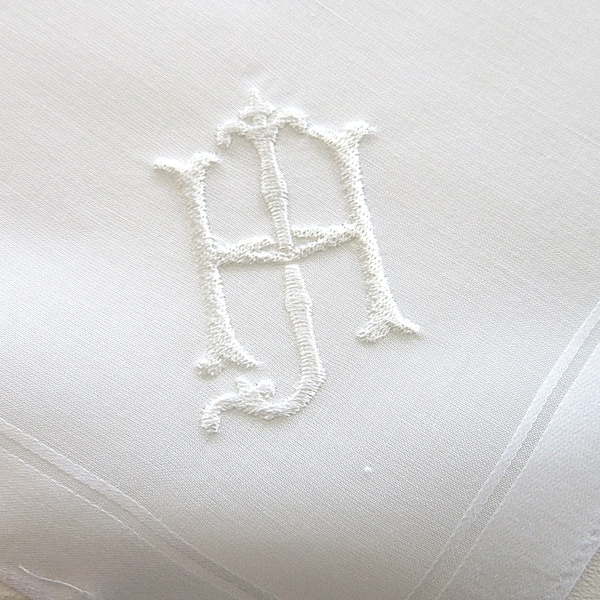 Men's cotton handkerchief with 2 intertwined initials modern chic monogram.