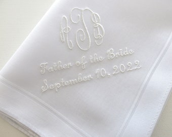 Men Wedding Handkerchief / wedding hankerchief Father of the Bride Handkerchief/ Embroidered Wedding Hankerchief with Monogram