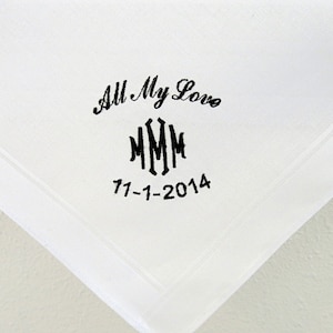 Men's Personalized Handkerchief for the Groom form the Bride image 1