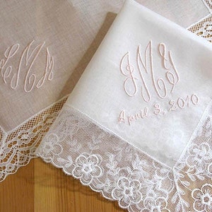 Swiss Handkerchief with 3-Initial Monogram with Date image 1