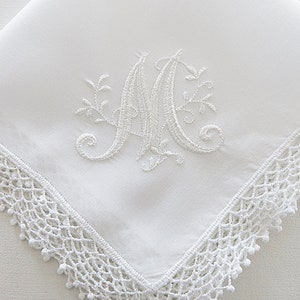Personalized Handkerchief, Wedding Hankie, Personalized Wedding Handkerchief, Monogrammed Handkerchief image 1