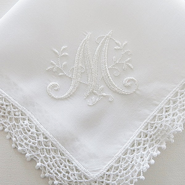 Personalized Handkerchief, Wedding Hankie, Personalized Wedding Handkerchief, Monogrammed Handkerchief
