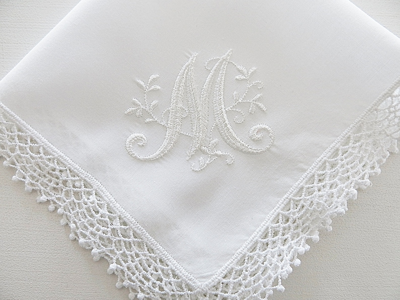 Personalized Handkerchief, Wedding Hankie, Personalized Wedding Handkerchief, Monogrammed Handkerchief image 1