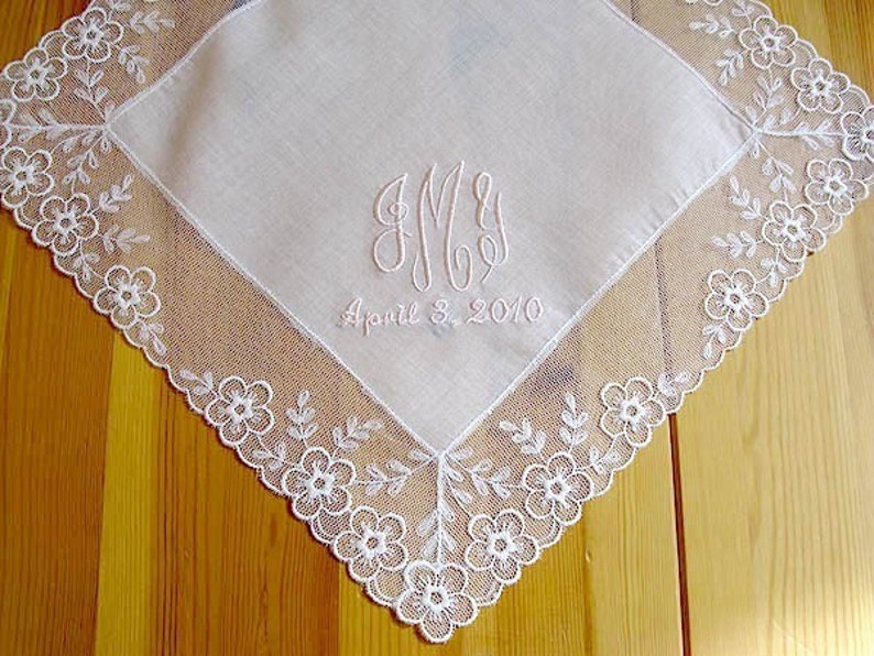 Swiss Handkerchief with 3-Initial Monogram with Date image 3