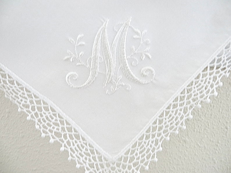 Personalized Handkerchief, Wedding Hankie, Personalized Wedding Handkerchief, Monogrammed Handkerchief image 2