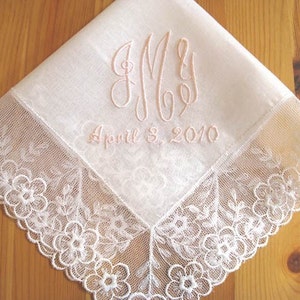 Swiss Handkerchief with 3-Initial Monogram with Date image 2