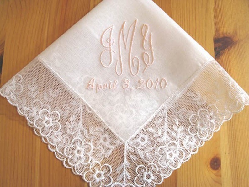 Swiss Handkerchief with 3-Initial Monogram with Date image 2