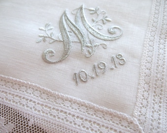 Wedding Hankies / Wedding Hankie with Initial / Irish Linen Handkerchief / Handkerchiefs / Hankerchiefs