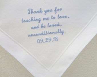 Father of the Bride Handkerchief or Father of the Groom Handkerchief with wedding message