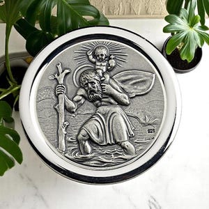 Saint Christopher car pendant silver 925 with magnet saint christophe for car drivers lucky charm christopheru made of sterling silver