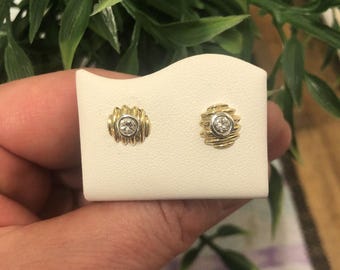 0.30 carat brilliant-cut diamond unique stud earrings, solid 14-karat gold, goldsmith's work, earrings made of 585 gold, handmade, natural diamond