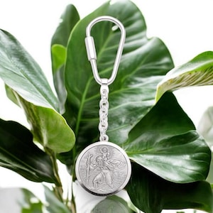 Saint Christopher Car Pendant Silver 925 Keychain with Engraving Protective Amulet for Drivers Personalized Lucky Charm