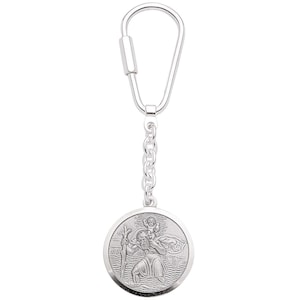 Saint Christopher Car Pendant Silver 925 Keychain with Engraving Protective Amulet for Drivers Personalized Lucky Charm