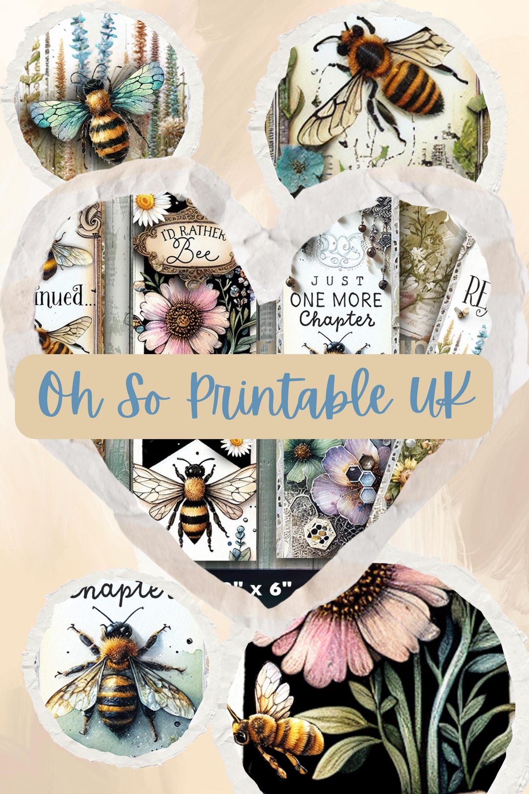 BEE BOOKMARKS Printable Wildflower Bookmarks, Printable Digital ...