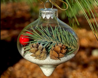 Handmade Christmas Ornament, Woodland Holiday, Nature Ornament, Terrarium Ornament, Forest Christmas Decor, Nature Inspired Christmas Decor
