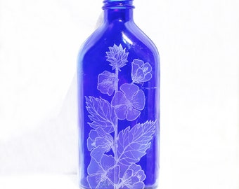 Decorative Blue Glass Bottle, Glass Apothecary Bottle, Glass Oil Diffuser, Decorative Kitchen Storage, Decorative Oil Diffuser, Liquor Decan