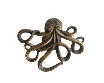 Octopus Magnet - Bronze-finish antique patina metal octopus