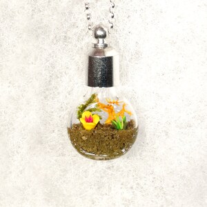 Botanical Necklace, Nature Necklace, Garden Pendant Necklace, Flower Garden Necklace, Miniature Garden