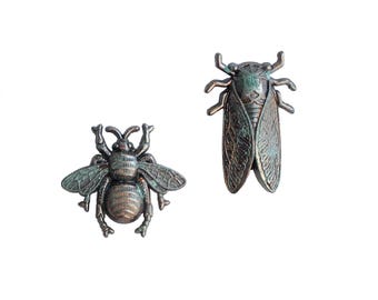 Antiqued Metal Insect Magnets