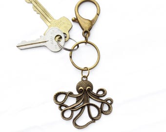 Octopus Keychain - Antique Bronze