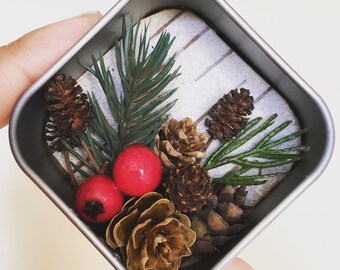 Christmas Magnet, Woodland Magnet, Forest Magnet, Mini Nature Scene Magnet, Natural Magnet, Nature Magnet by Hieropice