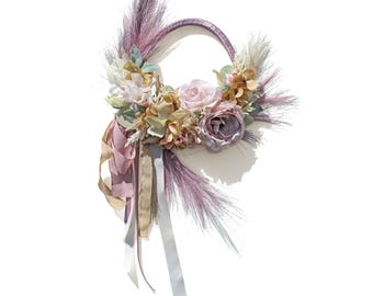 Romantic Lavender and Pink Floral Wall Hanging - Wreath