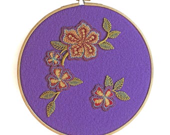 Folk Art Flowers Embroidery and Felt Wall Decor