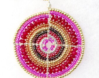 Pink Necklace, Statement Necklace, African Jewellery, OOAK Beadwork Necklace, One of a kind Necklace