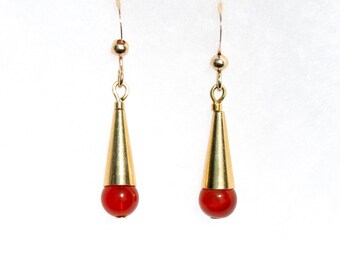 Zeitgenössischen Schmuck, Gold Ohrringe, Karneol Ohrringe für Herbst, Karneol Schmuck, Gold Ohrringe