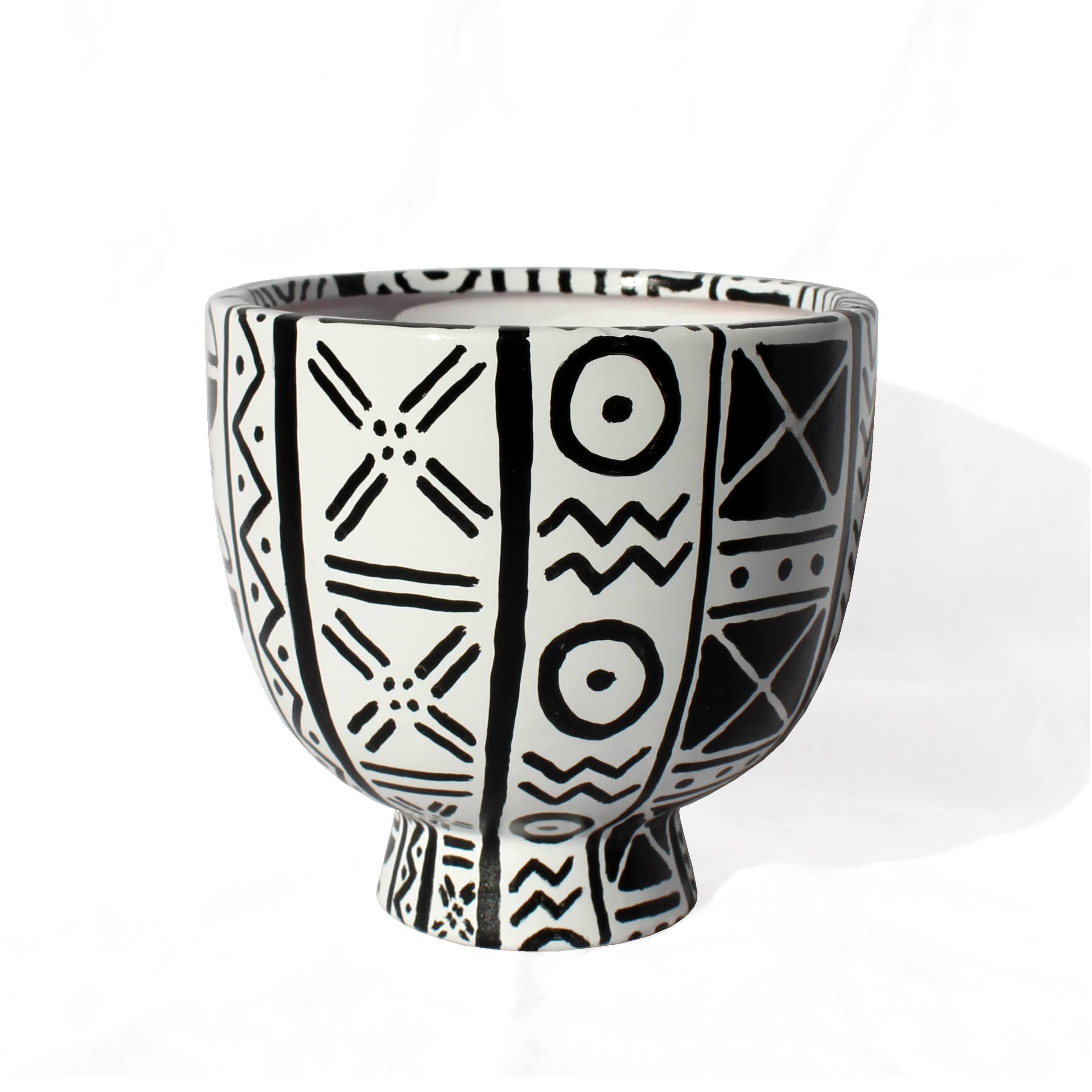 Black and White Terracotta African Print Plant Pot