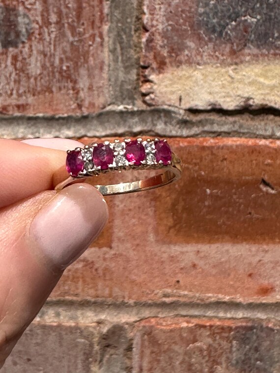 Ruby Diamond 9ct Gold Stacking Ring - UK Hallmark… - image 10