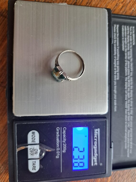 Mid century moss agate rectangular silver ring mi… - image 14