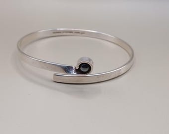 Brazalete danés modernista de hematita de plata de ley - Frits Heiring Sørensen