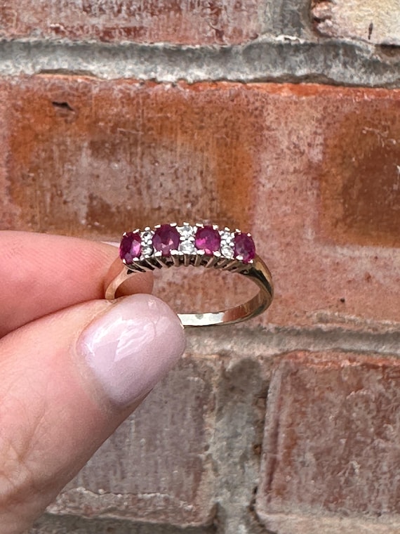 Ruby Diamond 9ct Gold Stacking Ring - UK Hallmark… - image 8
