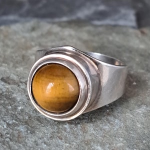 c1970s Kultaseppa Salovaara tiger's eye modernist ring N 5.2g J11589