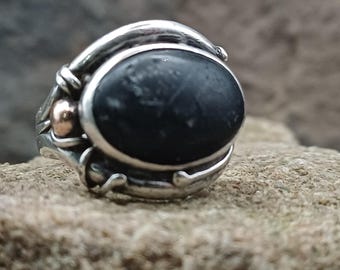 Classic 1970s Retro Black Onyx & Diamond Lace Halo Statement Ring