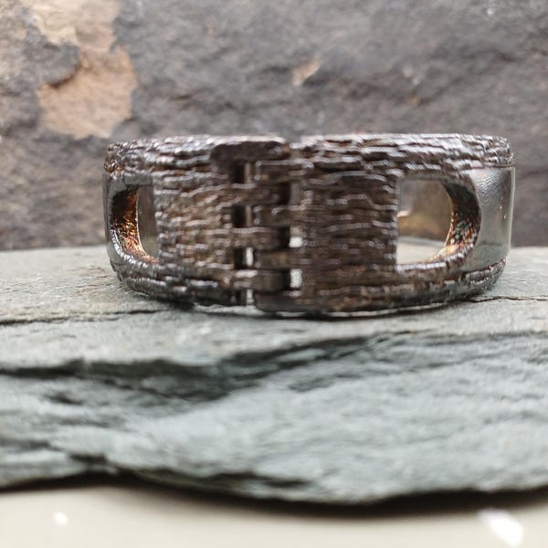 Brutalist Sterling Silver Hinged Bangle, London 1975