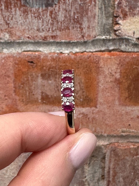 Ruby Diamond 9ct Gold Stacking Ring - UK Hallmark… - image 6