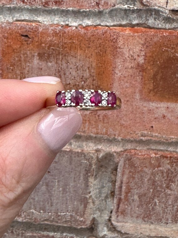 Ruby Diamond 9ct Gold Stacking Ring - UK Hallmark… - image 9