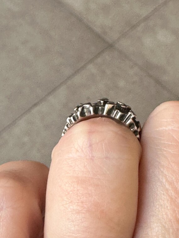 Brutalist silver ring textured openwork design UK… - image 11