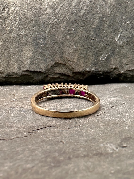 Ruby Diamond 9ct Gold Stacking Ring - UK Hallmark… - image 5