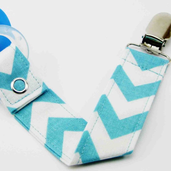 Chevron Pacifier Clip - Small Aqua Chevron - Mam Gumdrop Nuk Avent Soothie