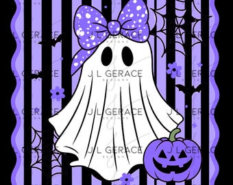 Purple Halloween Ghost PNG | Girly Gothic Clipart (Digital Download)