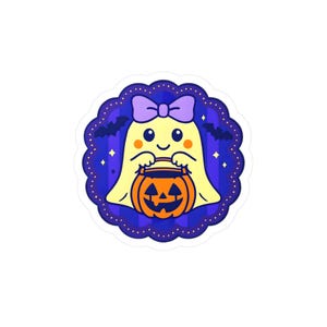 Cute Halloween Ghost Vinyl Decal, Spooky Home Decor Stickers, Kids Room Decor, Trick or Treat, Gift for Fall Celebrations