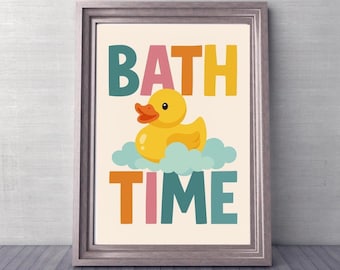Rubber Duck Bath Time Bathroom Art Decor - Digital Download 8x10, 11x14, 16x20